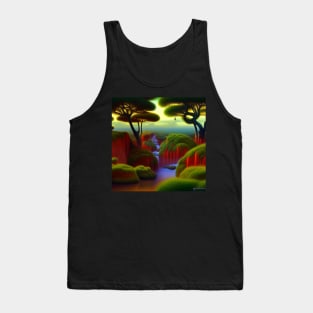 Digital Painting Of a Lush Wet Natural Scene On Jungle Tank Top